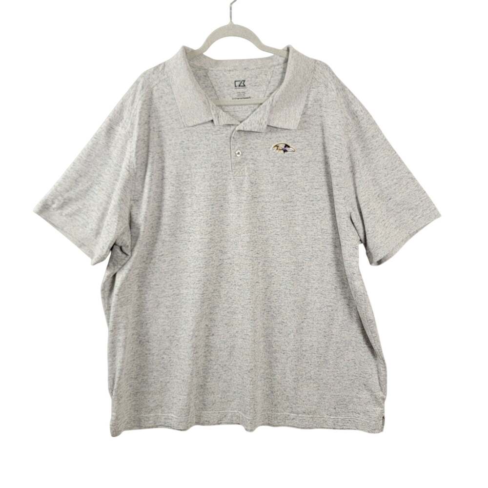Cutter and Buck Baltimore Ravens DryTec Cotton Polo Mens 4XL Heather Gray